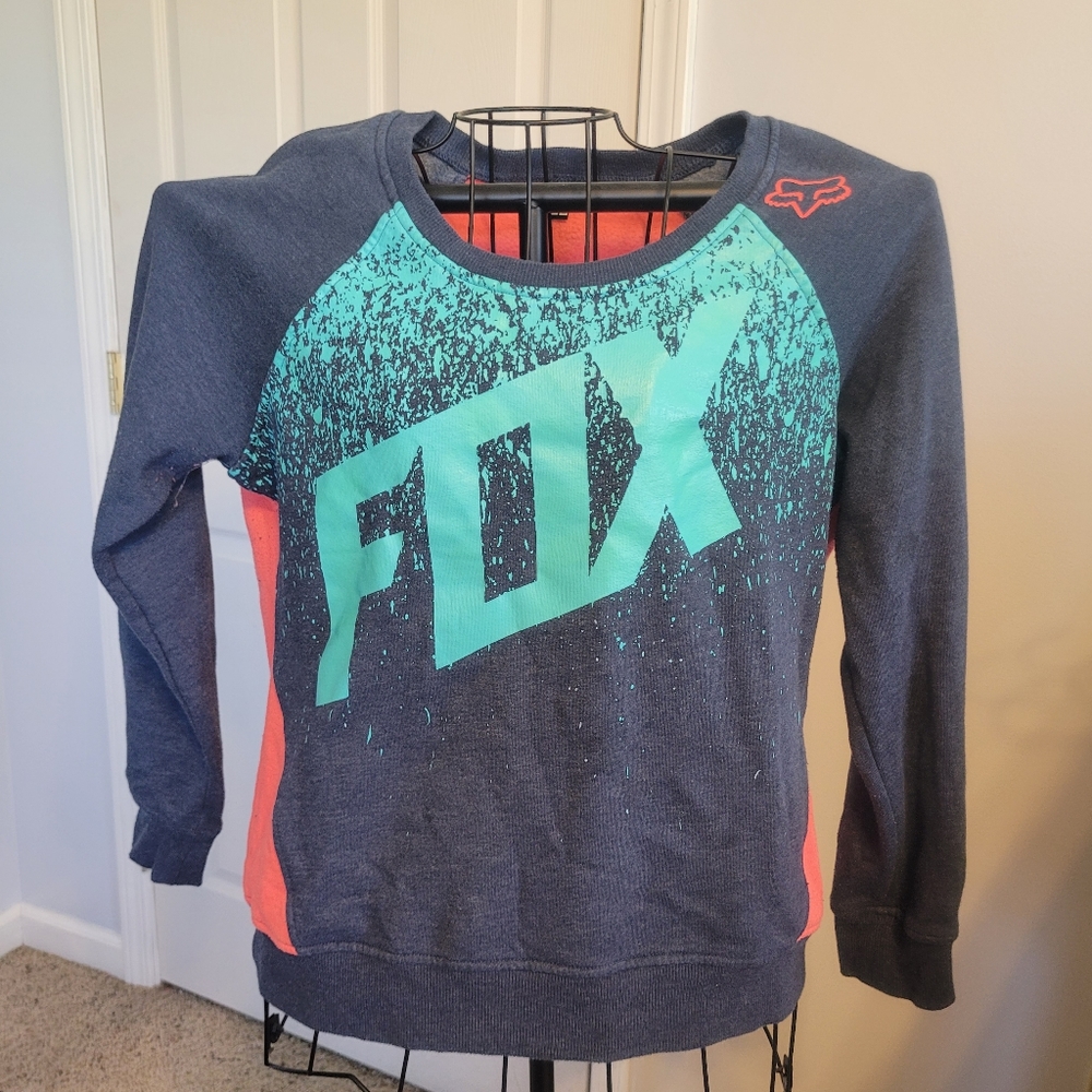 FOX Logo Women's Racing Brand Large Crewneck Pullover Sweatshirt